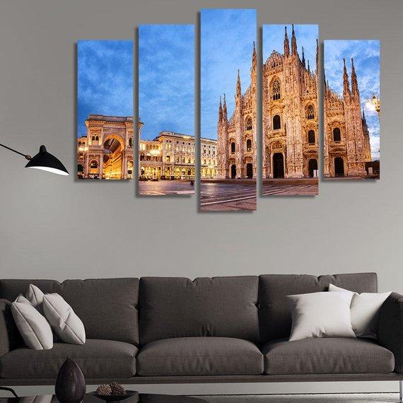 Milan Cathedral - Nature 5 Panel Canvas Art Wall Decor Milan Cathedral - Nature 5 Panel Canvas Art Wall Decor