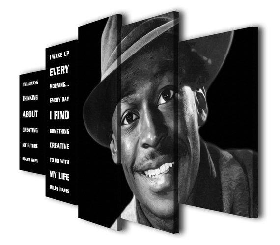 Miles Davis - Famous Person 5 Panel Canvas Art Wall Decor Miles Davis - Famous Person 5 Panel Canvas Art Wall Decor