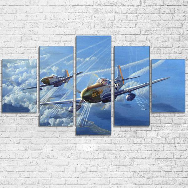 Military Airplane Aircraft Vintage 03 - Aircraft 5 Panel Canvas Art Wall Decor Military Airplane Aircraft Vintage 03 - Aircraft 5 Panel Canvas Art Wall Decor