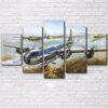 Military Airplane Jet Aircraft - Airplane 5 Panel Canvas Art Wall Decor