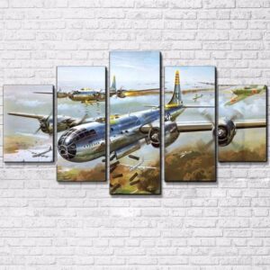 Military Airplane Jet Aircraft - Airplane 5 Panel Canvas Art Wall Decor
