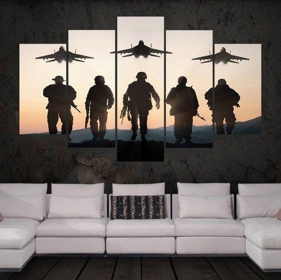 Military Marines Air Force Army - Army 5 Panel Canvas Art Wall Decor Military Marines Air Force Army - Army 5 Panel Canvas Art Wall Decor