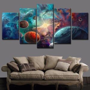 Milky Way 1 - Space 5 Panel Canvas Art Wall Decor