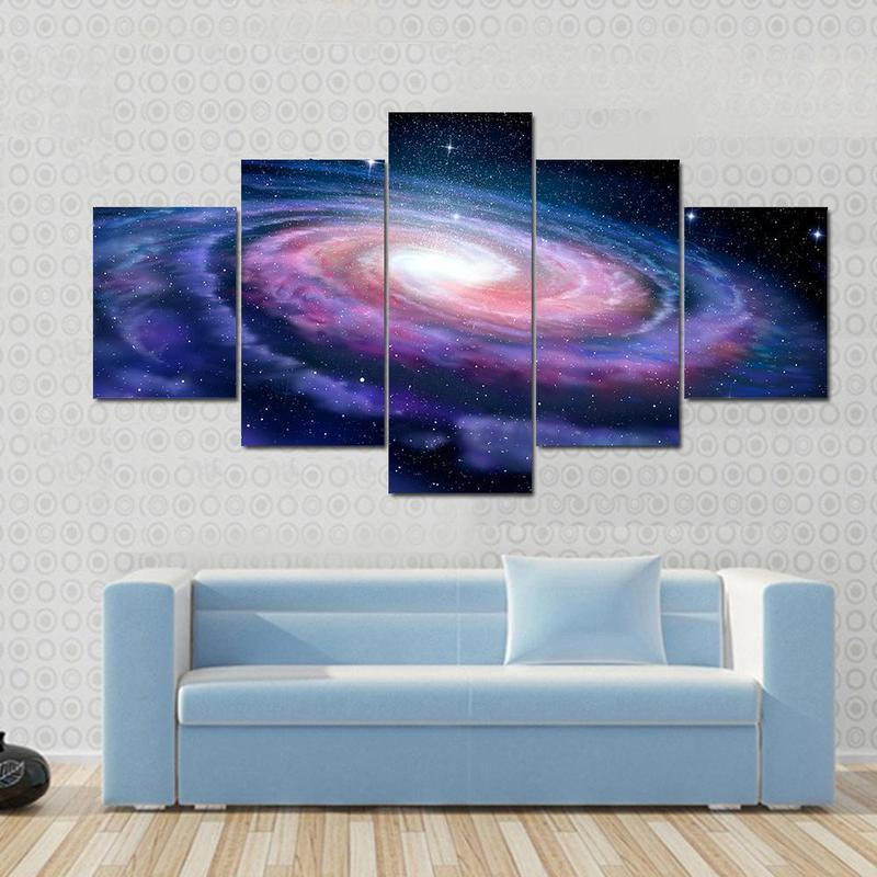 Milky Way Galaxy - Space 5 Panel Canvas Art Wall Decor Milky Way Galaxy - Space 5 Panel Canvas Art Wall Decor