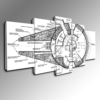 Millennium Falcon Blueprint - Automative 5 Panel Canvas Art Wall Decor
