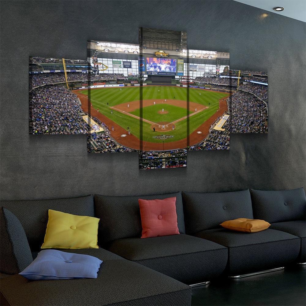 Miller Park Milwaukee Brewers 1 Baseball - 5 Panel Canvas Art Wall Decor Miller Park Milwaukee Brewers 1 Baseball - 5 Panel Canvas Art Wall Decor