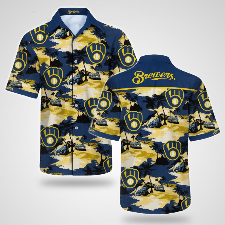Milwaukee Brewers Hawaiian Shirt Summer Button Up Milwaukee Brewers Hawaiian Shirt Summer Button Up