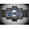 Milwaukee Brewers Sports Team Logo Baseball - 5 Panel Canvas Art Wall Decor