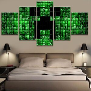 Minecraft Abstract Game Printed Canvas Art - Gaming 5 Panel Canvas Art Wall Decor