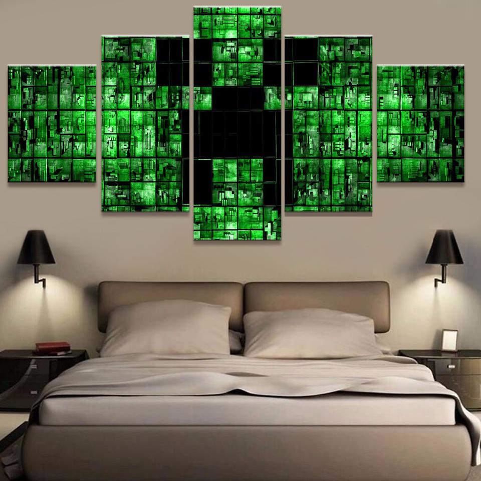 Minecraft Abstract Game Printed Canvas Art - Gaming 5 Panel Canvas Art Wall Decor Minecraft Abstract Game Printed Canvas Art - Gaming 5 Panel Canvas Art Wall Decor