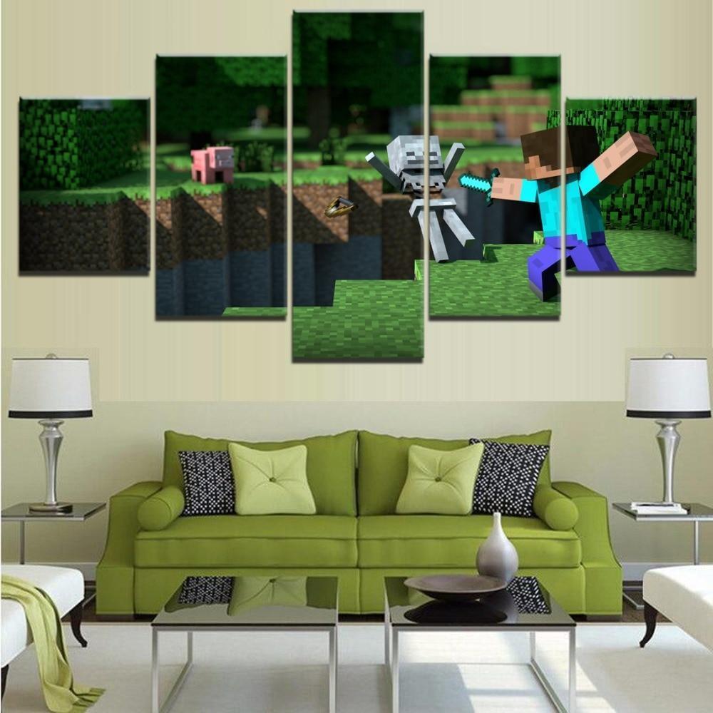 Minecraft Poster 6 Gaming - 5 Panel Canvas Art Wall Decor Minecraft Poster 6 Gaming - 5 Panel Canvas Art Wall Decor