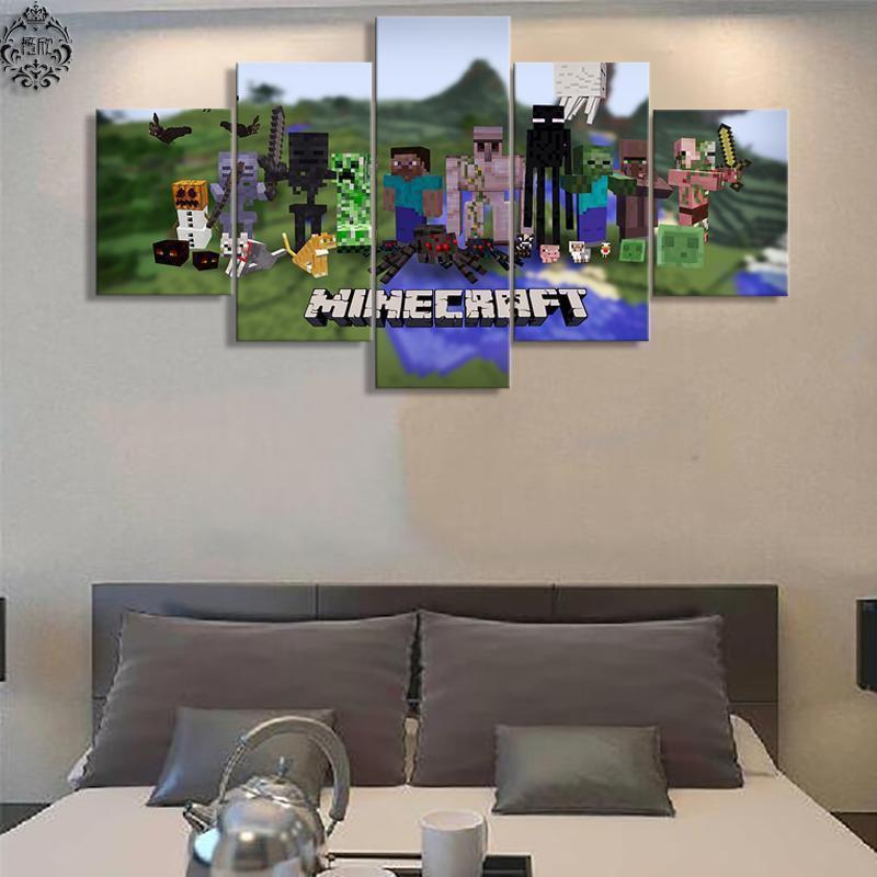 Minecraft Poster Gaming - 5 Panel Canvas Art Wall Decor Minecraft Poster Gaming - 5 Panel Canvas Art Wall Decor