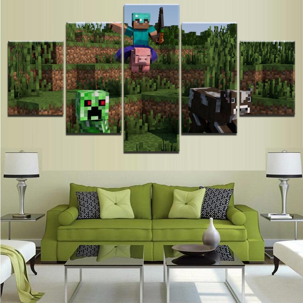 Minecraft The Attack Gaming - 5 Panel Canvas Art Wall Decor Minecraft The Attack Gaming - 5 Panel Canvas Art Wall Decor