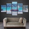 Mini Bus Car Seaview Mountain Lake - Automative 5 Panel Canvas Art Wall Decor