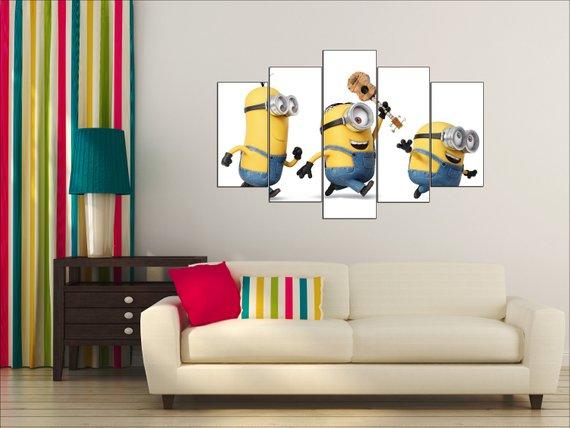 Minions 1 - Cartoon 5 Panel Canvas Art Wall Decor Minions 1 - Cartoon 5 Panel Canvas Art Wall Decor