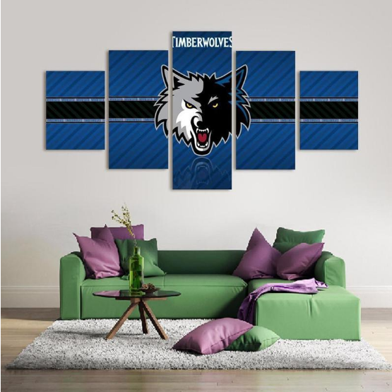 Minnesota Timberwolves - Sport 5 Panel Canvas Art Wall Decor Minnesota Timberwolves - Sport 5 Panel Canvas Art Wall Decor