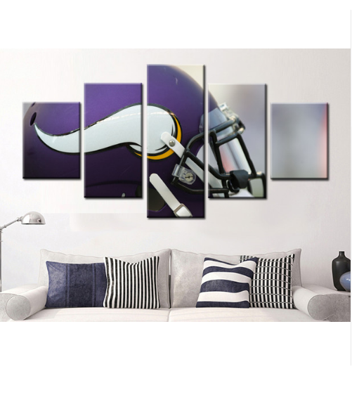 Minnesota Vikings Helmet Sport - 5 Panel Canvas Art Wall Decor Minnesota Vikings Helmet Sport - 5 Panel Canvas Art Wall Decor