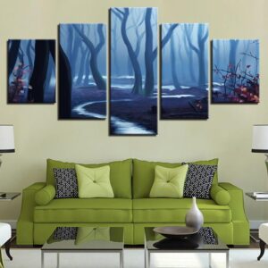 Misty Forest - Nature 5 Panel Canvas Art Wall Decor