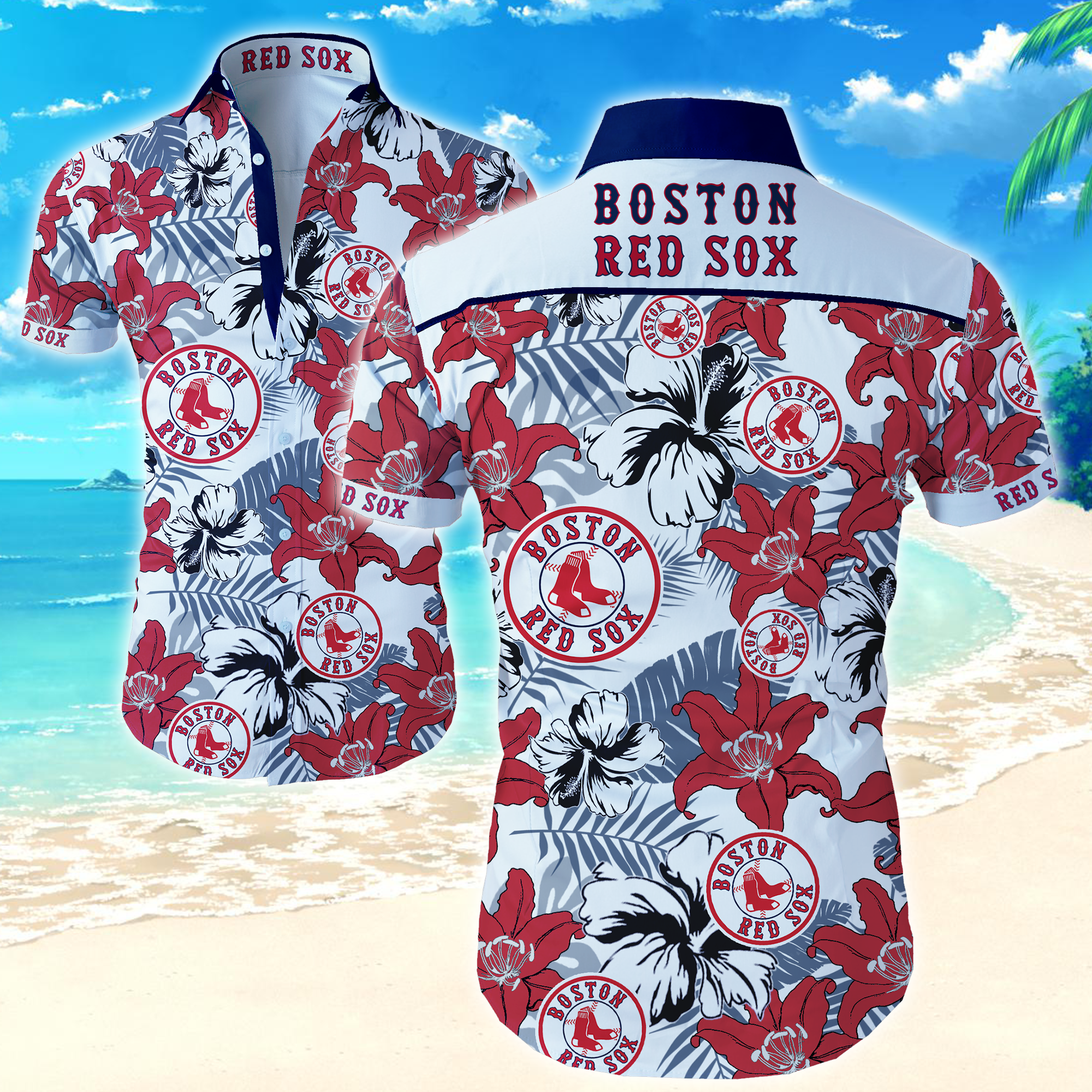 Mlb Boston Red Sox Hawaiian Shirt Summer Button Up Mlb Boston Red Sox Hawaiian Shirt Summer Button Up