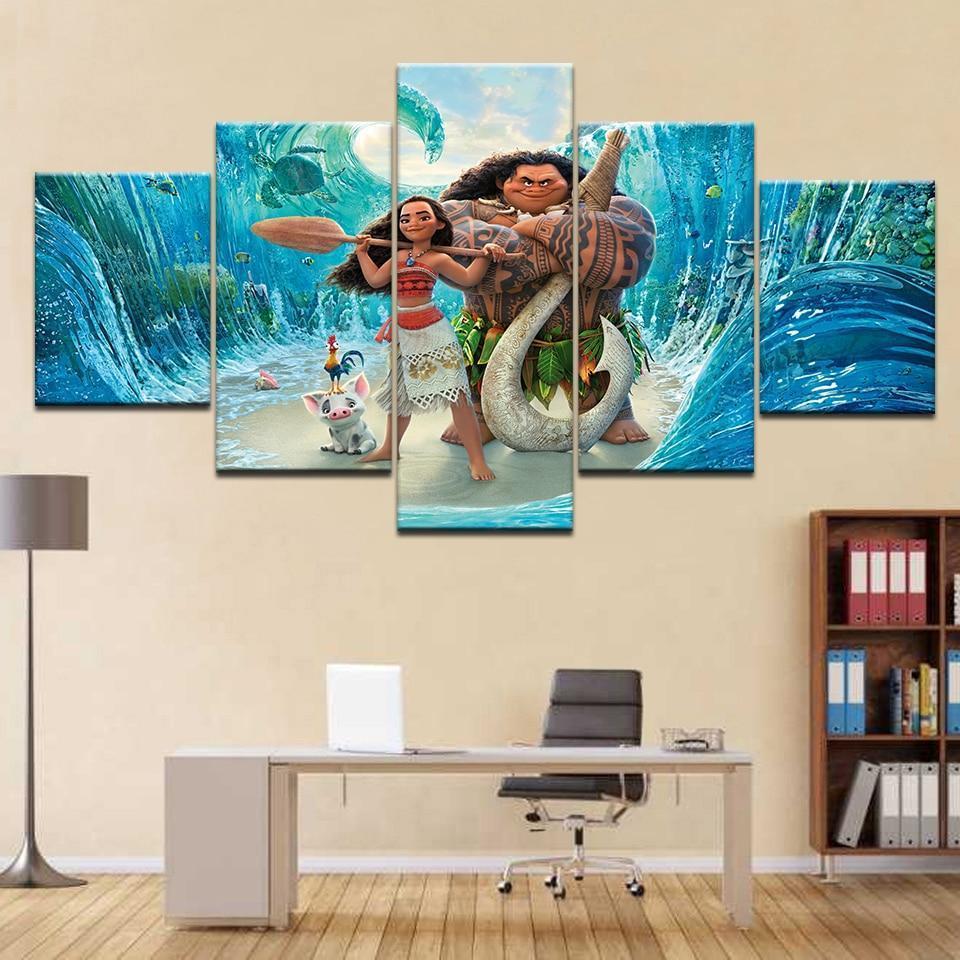 Moana Disney - 5 Panel Canvas Art Wall Decor Moana Disney - 5 Panel Canvas Art Wall Decor