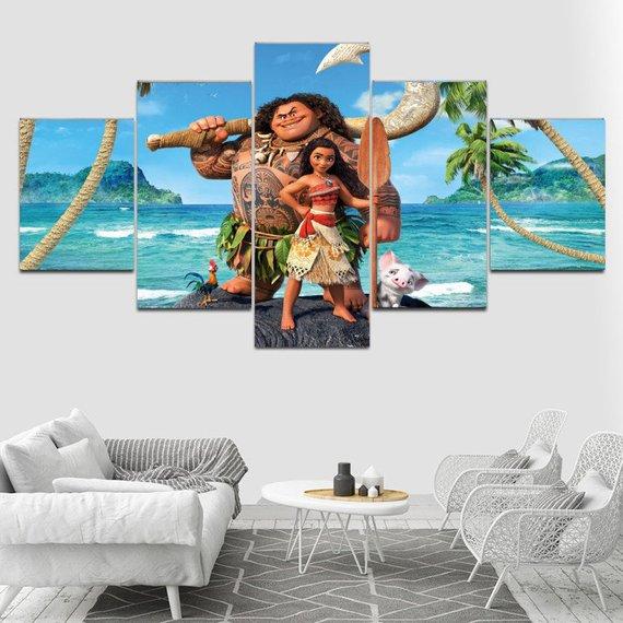 Moana- Movie 5 Panel Canvas Art Wall Decor Moana- Movie 5 Panel Canvas Art Wall Decor