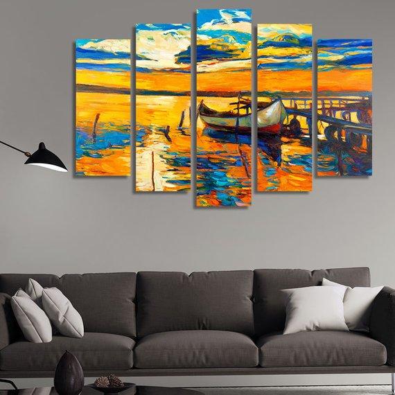 Modern Impressionist 03 - Abstract 5 Panel Canvas Art Wall Decor Modern Impressionist 03 - Abstract 5 Panel Canvas Art Wall Decor