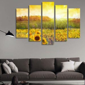 Modern Oil 02 - Nature 5 Panel Canvas Art Wall Decor