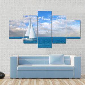 Modern Sail Boat - Nature 5 Panel Canvas Art Wall Decor