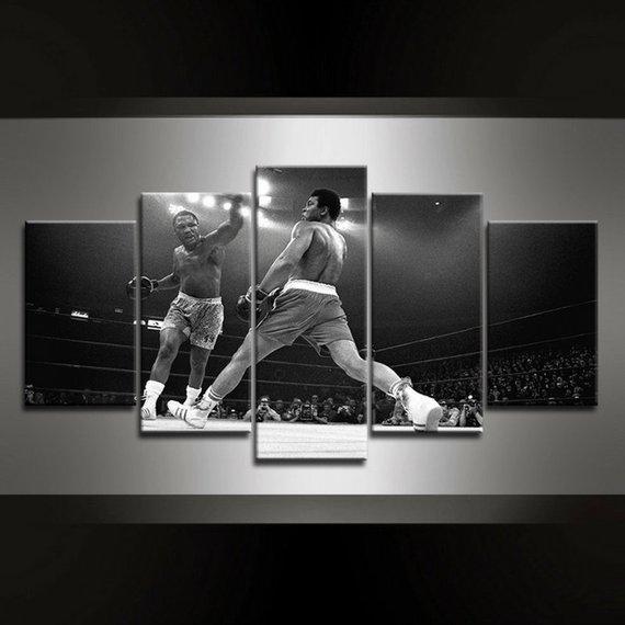 Mohamed Ali Boxing Match - Sport 5 Panel Canvas Art Wall Decor Mohamed Ali Boxing Match - Sport 5 Panel Canvas Art Wall Decor