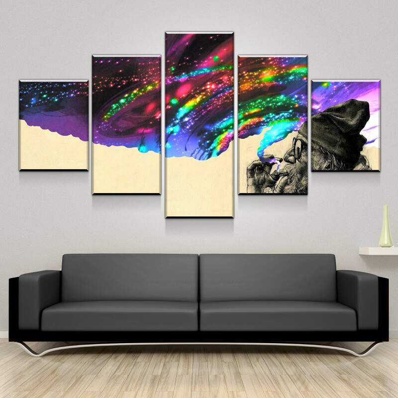Moke And Space - Abstract 5 Panel Canvas Art Wall Decor Moke And Space - Abstract 5 Panel Canvas Art Wall Decor