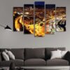 Monaco At Night View - Nature 5 Panel Canvas Art Wall Decor