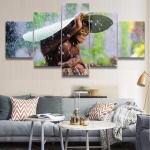 Monkey 1 - Animal 5 Panel Canvas Art Wall Decor