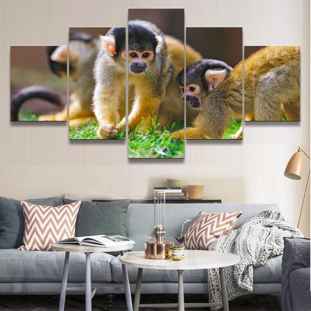 Monkey 2 - Animal 5 Panel Canvas Art Wall Decor Monkey 2 - Animal 5 Panel Canvas Art Wall Decor