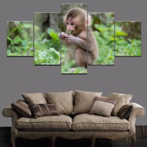 Monkey - Animal 5 Panel Canvas Art Wall Decor