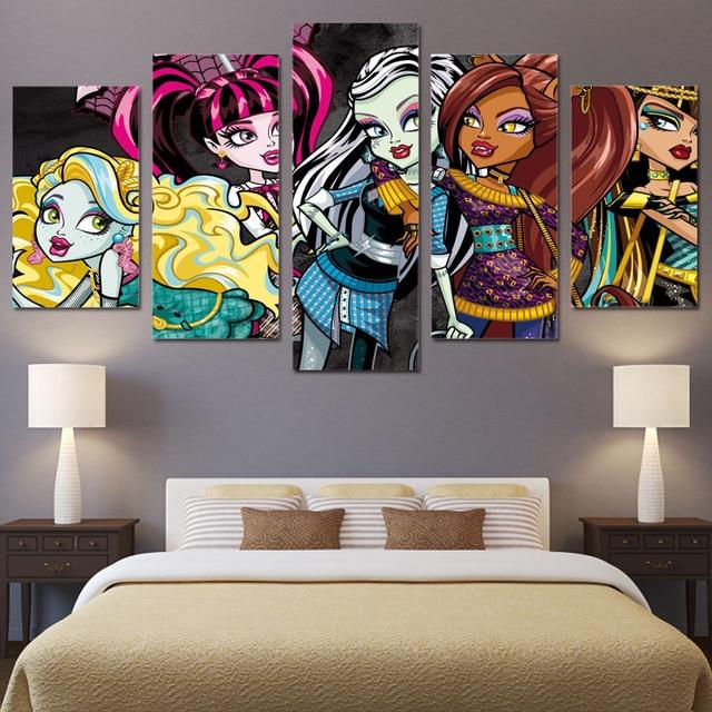 Monster High - Cartoon 5 Panel Canvas Art Wall Decor Monster High - Cartoon 5 Panel Canvas Art Wall Decor