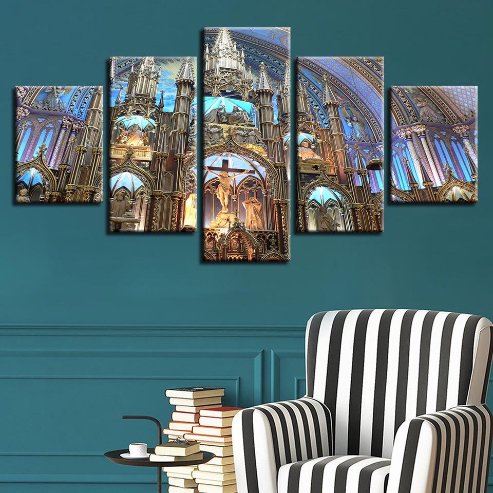 Montreal Notre Dame Basilica - Religion 5 Panel Canvas Art Wall Decor Montreal Notre Dame Basilica - Religion 5 Panel Canvas Art Wall Decor