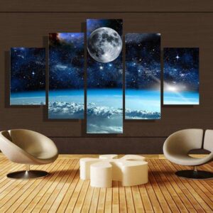 Moon 01 - Space 5 Panel Canvas Art Wall Decor