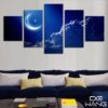 Moon At Night Sky - Space 5 Panel Canvas Art Wall Decor