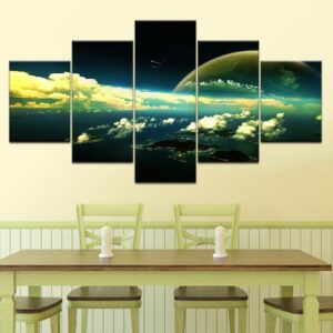 Moon Clouds 01 - Space 5 Panel Canvas Art Wall Decor