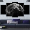 Moon Earth - Space 5 Panel Canvas Art Wall Decor
