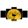 Moon Flamingos - Animal 5 Panel Canvas Art Wall Decor