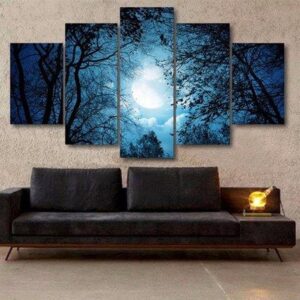 Moon Glow 01 - Nature 5 Panel Canvas Art Wall Decor