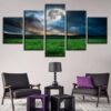 Moon Grassland Night View - Nature 5 Panel Canvas Art Wall Decor