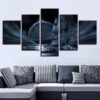Moon Night - Space 5 Panel Canvas Art Wall Decor