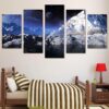 Moon Scenery Snow Mountain Lake - Space Universe 5 Panel Canvas Art Wall Decor