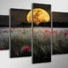 Moonlight flowers - Nature 5 Panel Canvas Art Wall Decor