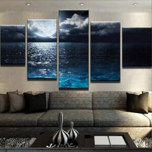 Moonlight - Nature 5 Panel Canvas Art Wall Decor