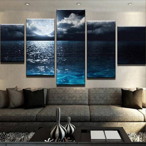 Moonlight - Nature 5 Panel Canvas Art Wall Decor Moonlight - Nature 5 Panel Canvas Art Wall Decor