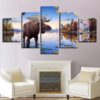 Moose Lake 01 - Animal 5 Panel Canvas Art Wall Decor