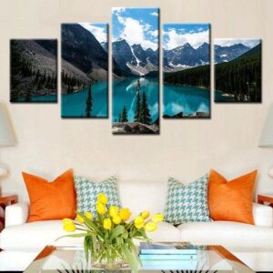 Moraine Lake 03 - Nature 5 Panel Canvas Art Wall Decor
